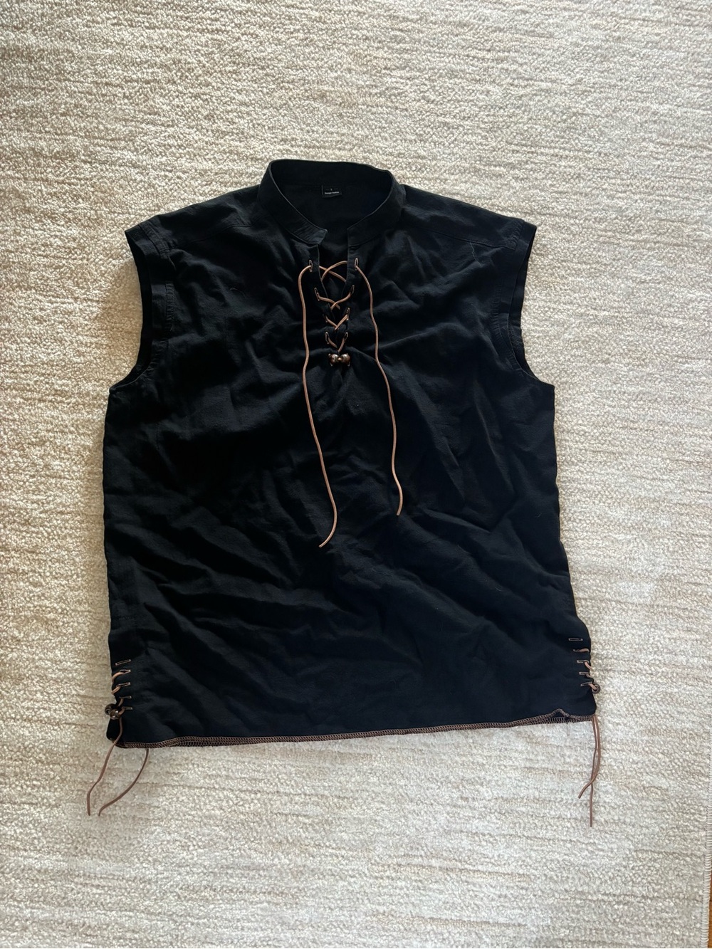 Women’s Black Sleeveless Lace-Up Shirt